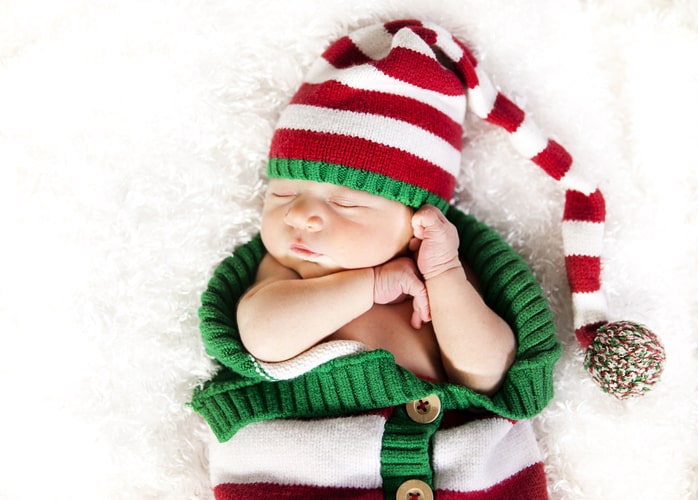 baby in crochet elf outfit